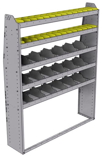 25-5372-5 Profiled back bin separator combo Shelf unit 58.5"Wide x 13.5"Deep x 72"High with 5 shelves