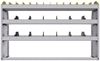 25-5536-3 Profiled back bin separator combo Shelf unit 58.5"Wide x 15.5"Deep x 36"High with 3 shelves