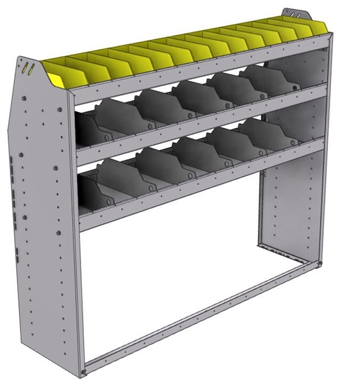 25-5548-3 Profiled back bin separator combo Shelf unit 58.5"Wide x 15.5"Deep x 48"High with 3 shelves
