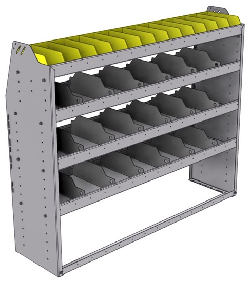 25-5548-4 Profiled back bin separator combo Shelf unit 58.5"Wide x 15.5"Deep x 48"High with 4 shelves