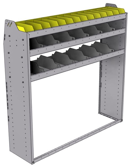 25-5558-3 Profiled back bin separator combo Shelf unit 58.5"Wide x 15.5"Deep x 58"High with 3 shelves