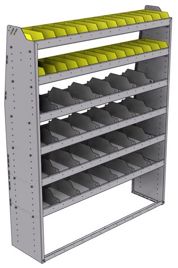 25-5572-6 Profiled back bin separator combo Shelf unit 58.5"Wide x 15.5"Deep x 72"High with 6 shelves