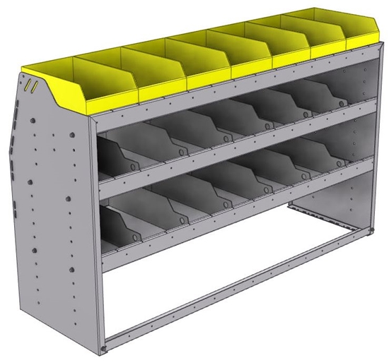 25-5836-3 Profiled back bin separator combo Shelf unit 58.5"Wide x 18.5"Deep x 36"High with 3 shelves