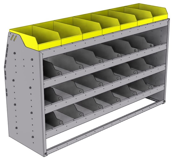 25-5836-4 Profiled back bin separator combo Shelf unit 58.5"Wide x 18.5"Deep x 36"High with 4 shelves