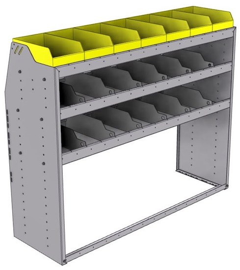 25-5848-3 Profiled back bin separator combo Shelf unit 58.5"Wide x 18.5"Deep x 48"High with 3 shelves