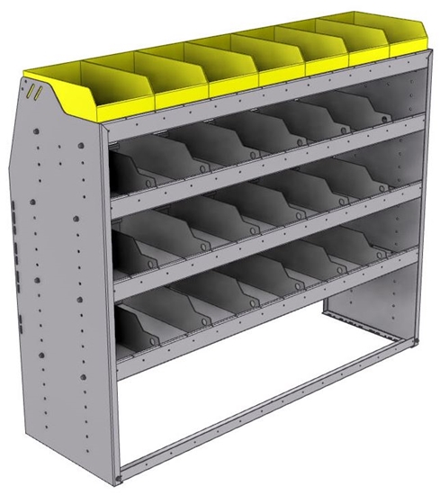 25-5848-4 Profiled back bin separator combo Shelf unit 58.5"Wide x 18.5"Deep x 48"High with 4 shelves