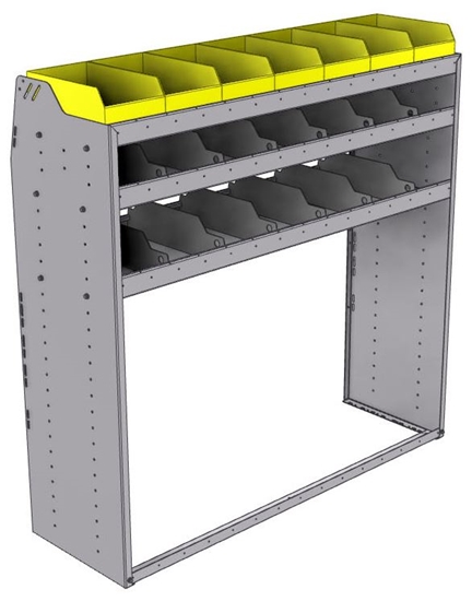 25-5858-3 Profiled back bin separator combo Shelf unit 58.5"Wide x 18.5"Deep x 58"High with 3 shelves