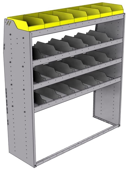 25-5863-4 Profiled back bin separator combo Shelf unit 58.5"Wide x 18.5"Deep x 63"High with 4 shelves