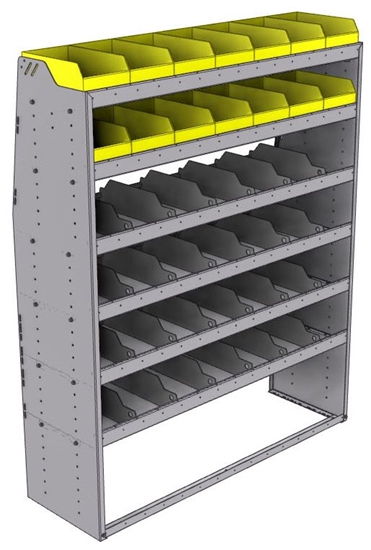 25-5872-6 Profiled back bin separator combo Shelf unit 58.5"Wide x 18.5"Deep x 72"High with 6 shelves