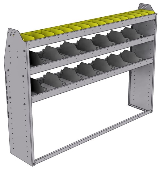 25-6348-3 Profiled back bin separator combo Shelf unit 67"Wide x 13.5"Deep x 48"High with 3 shelves