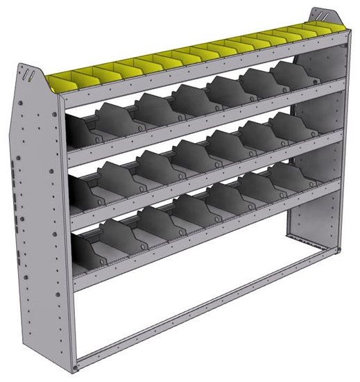 25-6348-4 Profiled back bin separator combo Shelf unit 67"Wide x 13.5"Deep x 48"High with 4 shelves