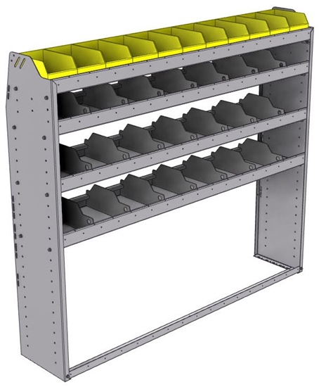 25-6358-4 Profiled back bin separator combo Shelf unit 67"Wide x 13.5"Deep x 58"High with 4 shelves