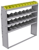 25-6363-4 Profiled back bin separator combo Shelf unit 67"Wide x 13.5"Deep x 63"High with 4 shelves