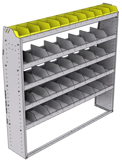 25-6363-5 Profiled back bin separator combo Shelf unit 67"Wide x 13.5"Deep x 63"High with 5 shelves