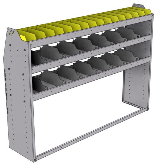 25-6548-3 Profiled back bin separator combo Shelf unit 67"Wide x 15.5"Deep x 48"High with 3 shelves