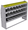 25-6548-4 Profiled back bin separator combo Shelf unit 67"Wide x 15.5"Deep x 48"High with 4 shelves