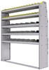 25-6572-5 Profiled back bin separator combo Shelf unit 67"Wide x 15.5"Deep x 72"High with 5 shelves