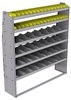 25-6572-6 Profiled back bin separator combo Shelf unit 67"Wide x 15.5"Deep x 72"High with 6 shelves