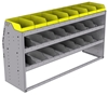 25-6836-3 Profiled back bin separator combo Shelf unit 67"Wide x 18.5"Deep x 36"High with 3 shelves