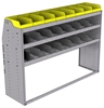25-6848-3 Profiled back bin separator combo Shelf unit 67"Wide x 18.5"Deep x 48"High with 3 shelves