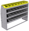 25-6848-4 Profiled back bin separator combo Shelf unit 67"Wide x 18.5"Deep x 48"High with 4 shelves