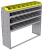 25-6858-4 Profiled back bin separator combo Shelf unit 67"Wide x 18.5"Deep x 58"High with 4 shelves