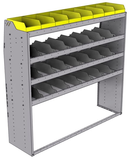25-6863-4 Profiled back bin separator combo Shelf unit 67"Wide x 18.5"Deep x 63"High with 4 shelves