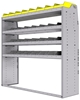 25-6863-4 Profiled back bin separator combo Shelf unit 67"Wide x 18.5"Deep x 63"High with 4 shelves