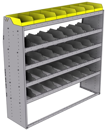 25-6863-5 Profiled back bin separator combo Shelf unit 67"Wide x 18.5"Deep x 63"High with 5 shelves