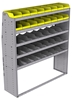 25-6872-5 Profiled back bin separator combo Shelf unit 67"Wide x 18.5"Deep x 72"High with 5 shelves