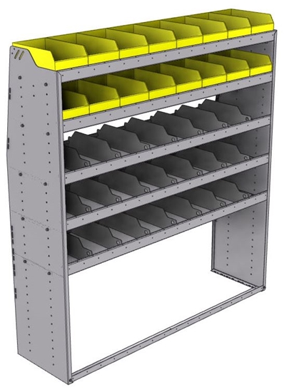 25-6872-5 Profiled back bin separator combo Shelf unit 67"Wide x 18.5"Deep x 72"High with 5 shelves