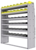 25-6872-6 Profiled back bin separator combo Shelf unit 67"Wide x 18.5"Deep x 72"High with 6 shelves