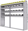 25-7358-4 Profiled back bin separator combo Shelf unit 75"Wide x 13.5"Deep x 58"High with 4 shelves