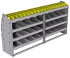 25-7536-4 Profiled back bin separator combo Shelf unit 75"Wide x 15.5"Deep x 36"High with 4 shelves