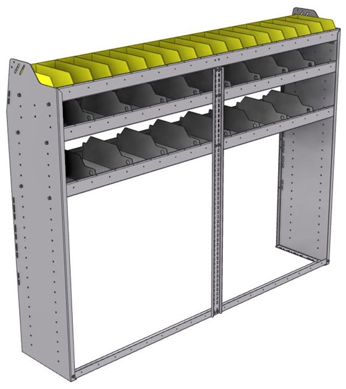 25-7558-3 Profiled back bin separator combo Shelf unit 75"Wide x 15.5"Deep x 58"High with 3 shelves