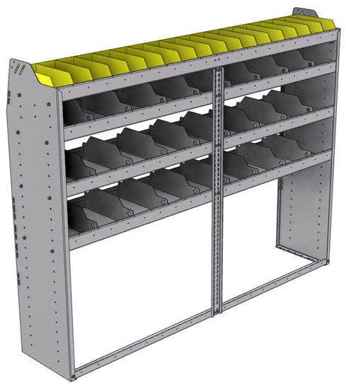 25-7558-4 Profiled back bin separator combo Shelf unit 75"Wide x 15.5"Deep x 58"High with 4 shelves