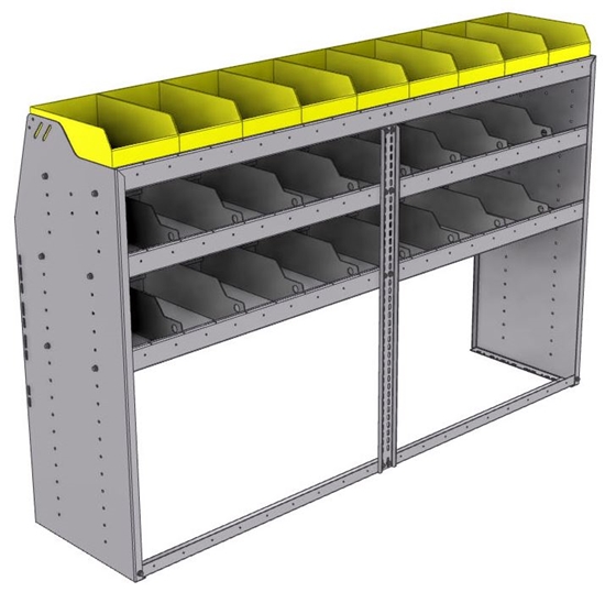 25-7848-3 Profiled back bin separator combo Shelf unit 75"Wide x 18.5"Deep x 48"High with 3 shelves