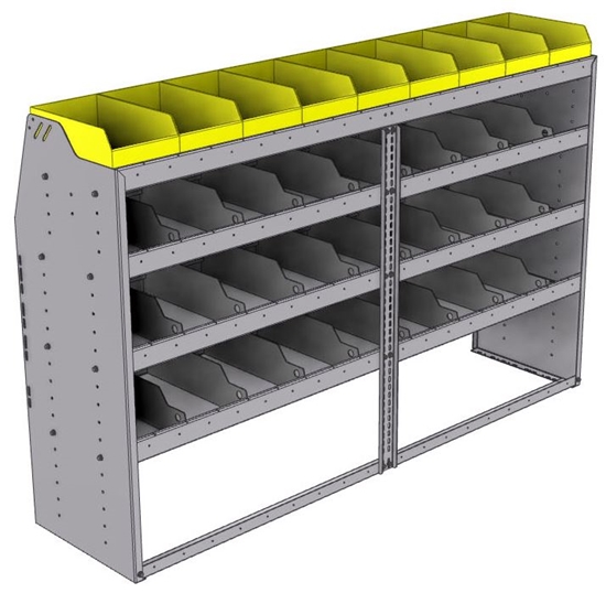 25-7848-4 Profiled back bin separator combo Shelf unit 75"Wide x 18.5"Deep x 48"High with 4 shelves