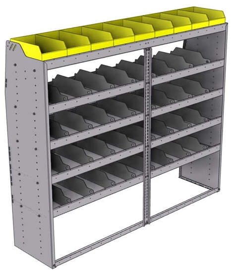 25-7863-5 Profiled back bin separator combo Shelf unit 75"Wide x 18.5"Deep x 63"High with 5 shelves
