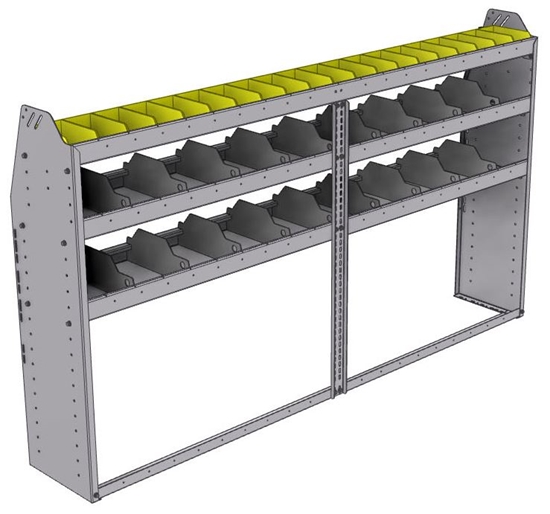 25-8348-3 Profiled back bin separator combo Shelf unit 84"Wide x 13.5"Deep x 48"High with 3 shelves