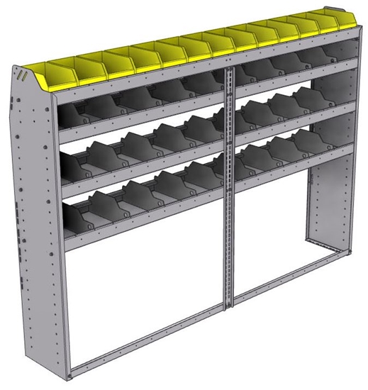 25-8358-4 Profiled back bin separator combo Shelf unit 84"Wide x 13.5"Deep x 58"High with 4 shelves