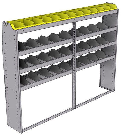 25-8363-4 Profiled back bin separator combo Shelf unit 84"Wide x 13.5"Deep x 63"High with 4 shelves