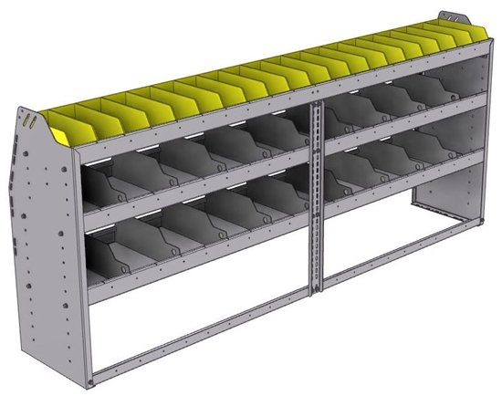 25-8536-3 Profiled back bin separator combo Shelf unit 84"Wide x 15.5"Deep x 36"High with 3 shelves