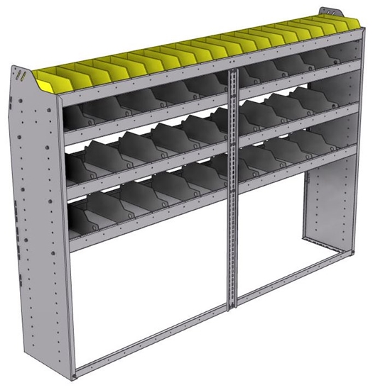 25-8558-4 Profiled back bin separator combo Shelf unit 84"Wide x 15.5"Deep x 58"High with 4 shelves