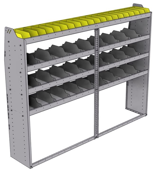 25-8563-4 Profiled back bin separator combo Shelf unit 84"Wide x 15.5"Deep x 63"High with 4 shelves