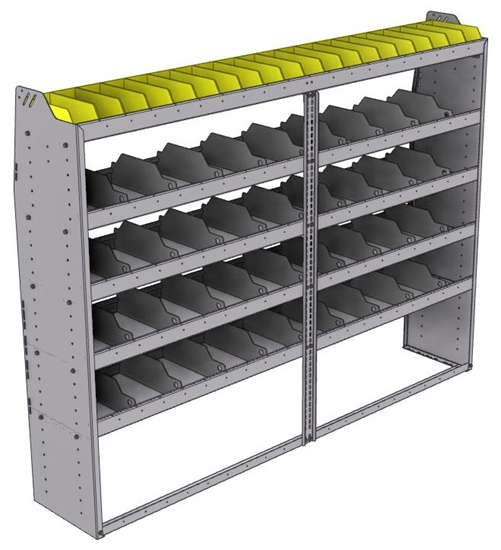 25-8563-5 Profiled back bin separator combo Shelf unit 84"Wide x 15.5"Deep x 63"High with 5 shelves