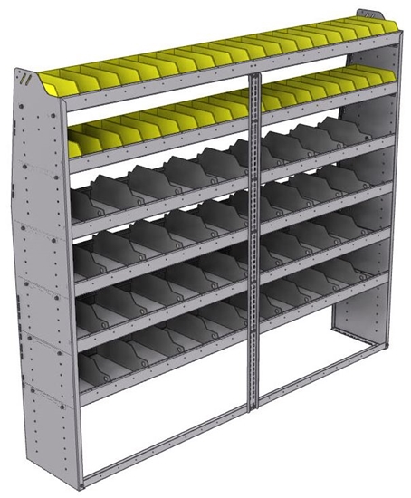 25-8572-6 Profiled back bin separator combo Shelf unit 84"Wide x 15.5"Deep x 72"High with 6 shelves