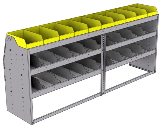 25-8836-3 Profiled back bin separator combo Shelf unit 84"Wide x 18.5"Deep x 36"High with 3 shelves