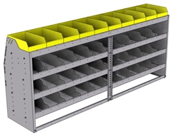 25-8836-4 Profiled back bin separator combo Shelf unit 84"Wide x 18.5"Deep x 36"High with 4 shelves