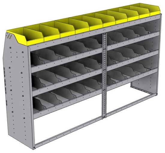 25-8848-4 Profiled back bin separator combo Shelf unit 84"Wide x 18.5"Deep x 48"High with 4 shelves